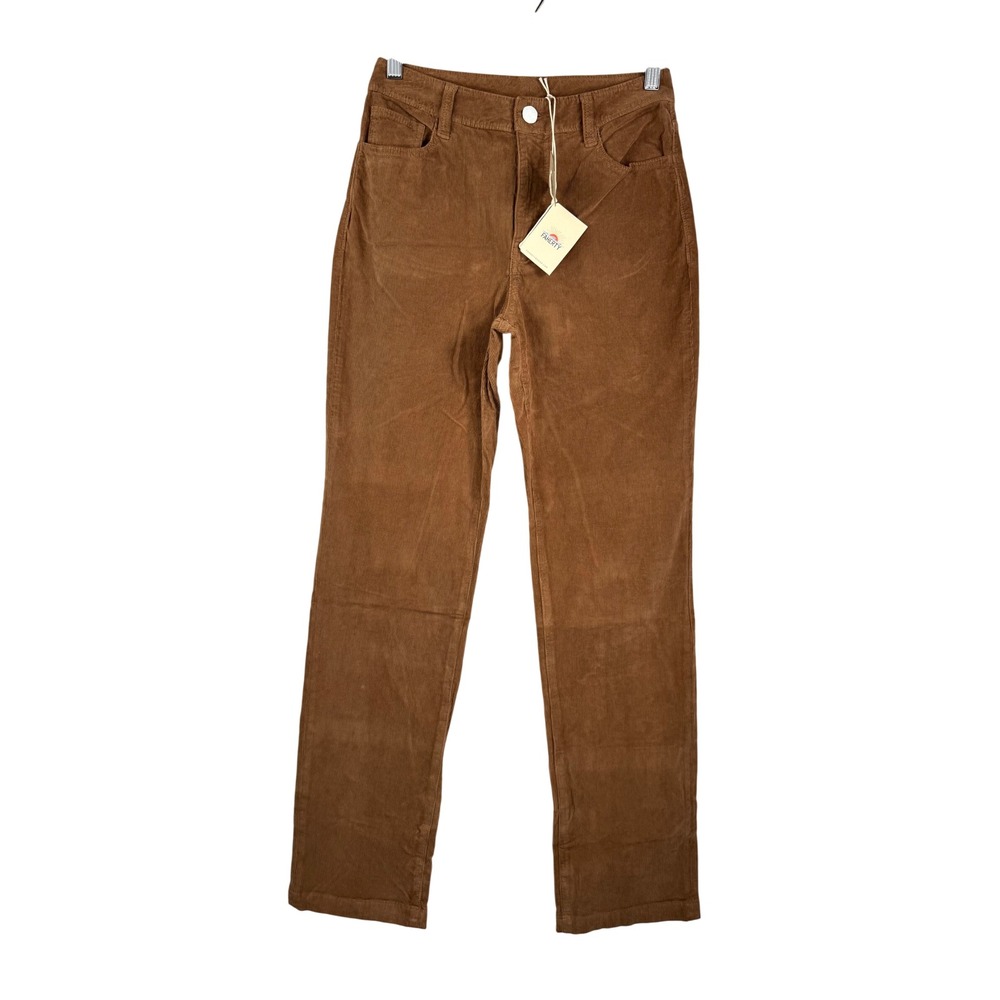 Faherty Julianne Stretch Corduroy straight‎ leg Brown Pants preppy 90s Size 27
